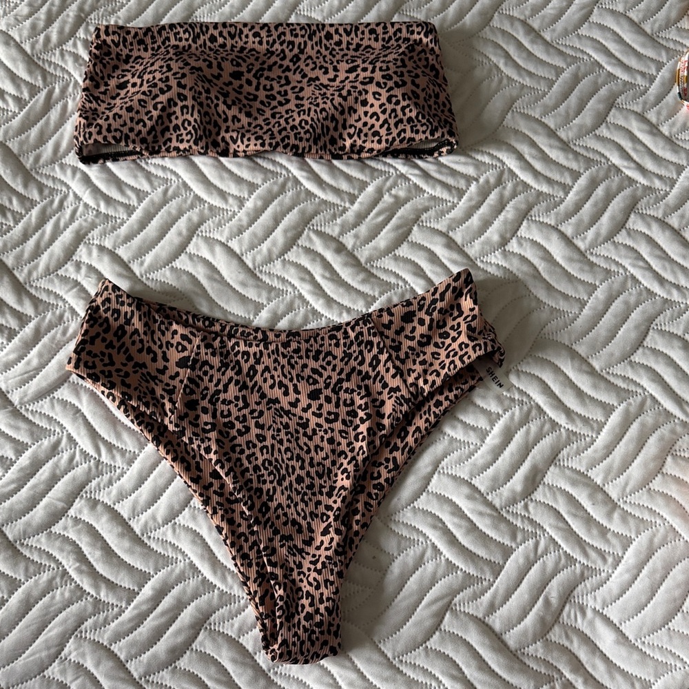 SHEIN Leopard Print Bikini - Brown and Black
